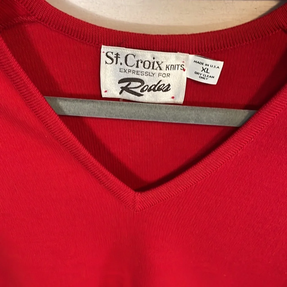 Vtg St. Croix Sweater Vest Mens red V Neck Casual Golf Made In USA